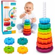 Opakowanie Piramida obrotowa wieża sorter tęczowa 36 cm 6 el