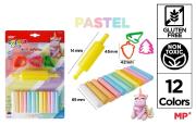 Opakowanie Plastelina 12 kolorów pastel + foremki i wałek