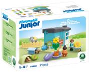 Opakowanie Playmobil JUNIOR Hotel dla zwierząt z dozownikiem pokarmu 71690