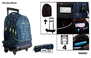 Opakowanie Plecak ze stelażem i kółkami 4 komory + piórnik