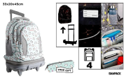 Opakowanie Plecak ze stelażem i kółkami 4 komory + piórnik