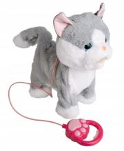 Opakowanie Pluszowy Kot interaktywny chodzący szary na smyczy