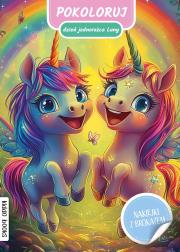 Polkoloruj dzień jednorożca Luny. Autor: Opracowanie zbiorowe. Dadada.pl Okładka książki Polkoloruj dzień jednorożca Luny