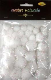 Opakowanie Pompony glitter białe 15x25mm 30szt