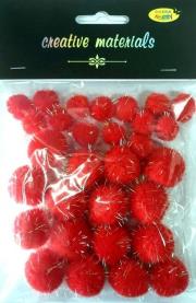 Opakowanie Pompony glitter czerwone 15x25mm 30szt