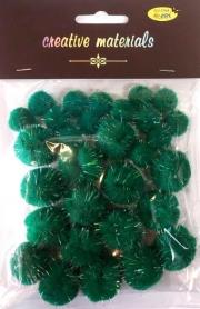 Opakowanie Pompony glitter zielone 15x25mm 30szt