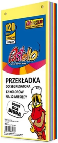 Przekładka do segregatora 1/3 A4 120K 12 kolorów. Wydawca: Alfa Pastello. Dadada.pl Opakowanie Przekładka do segregatora 1/3 A4 120K 12 kolorów