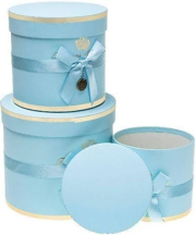 Opakowanie Pudełko Flower Box z kokardą 3szt niebiesk ROZETTE