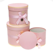 Opakowanie Pudełko Flower Box z kokardą 3szt różowy ROZETTE