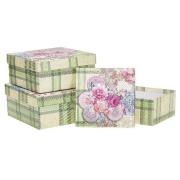 Opakowanie Pudełko kwadrat 3szt kwiaty krata ROZETTE