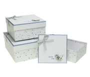 Opakowanie Pudełko kwadrat z kokardą 3szt ROZETTE