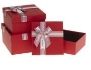 Opakowanie Pudełko kwadratowe z kokardą 3szt ROZETTE