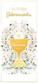 Opakowanie Pudełko pamiątkowe DL Komunia Kielich w kwiatach
