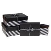 Opakowanie Pudełko prezentowe z kokardą 3szt czarny ROZETTE