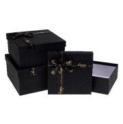 Opakowanie Pudełko prezentowe z kokardą 3szt czarny ROZETTE
