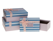 Opakowanie Pudełko prezentowe z kokardą 3szt paski ROZETTE