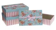 Opakowanie Pudełko prostokątne 3szt z kokardą Kwiaty