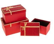 Opakowanie Pudełko prostokątne z kokardą 3szt mix ROZETTE