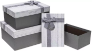 Opakowanie Pudełko prostokątne z kokardą 3szt szary ROZETTE