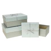 Opakowanie Pudełko prostokątne z kokardą 3szt zielony ROZETTE