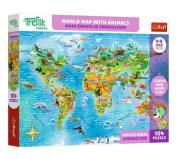 Opakowanie Puzzle 104 Trefliki Mapa świata Zwierzęta TREFL