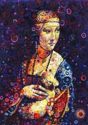 Puzzle 1500 Dama z łasiczką, Sally Rich. Wydawca: Grafika. Dadada.pl Opakowanie Puzzle 1500 Dama z łasiczką, Sally Rich