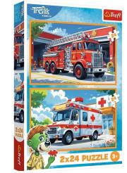 Opakowanie Puzzle 2x24 Wóz strażacki i karetka TREFL