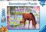 Puzzle 300 Konie o zachodzie słońca. Wydawca: Ravensburger. Dadada.pl Opakowanie Puzzle 300 Konie o zachodzie słońca