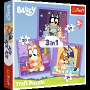 Puzzle 3w1 Poznaj Bluey 34898. Wydawca: Trefl PAP. Dadada.pl Opakowanie Puzzle 3w1 Poznaj Bluey 34898