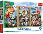 Opakowanie Puzzle 3x80 Bohaterowie dinozaurów TREFL