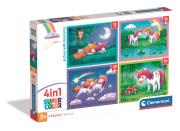 Opakowanie PUZZLE 4 w 1 SUPER KOLOR A Day with Unicorns