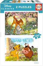 Opakowanie Puzzle Bambi & Król Lew 2 x 100 el 114077