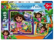 Puzzle dla dzieci 2D: Dora 3x49el. Wydawca: Ravensburger. Dadada.pl Opakowanie Puzzle dla dzieci 2D: Dora 3x49el