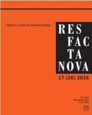 Okładka książki Res Facta Nova 17(26) 2016