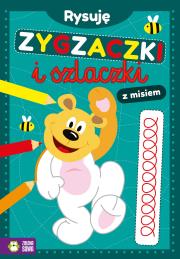 Rysuję zygzaczki i szlaczki z misiem. Autor: Opracowanie zbiorowe. Dadada.pl Okładka książki Rysuję zygzaczki i szlaczki z misiem