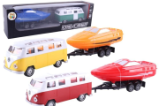 Opakowanie Samochód retro z łodzią na przyczepie metal mix