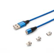 Okładka książki SAVIO KABEL MAGNETYCZNY USB - USB TYP C, MICRO I LIGHTNING, 1M, NIEBIESKI CL-154