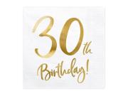 Opakowanie Serwetki 30th Birthday białe 33x33cm 20szt