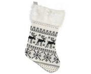 Opakowanie Skarpeta świąteczna biała w renifery 41x22cm