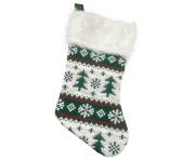 Opakowanie Skarpeta świąteczna w zielone choinki 41x22cm