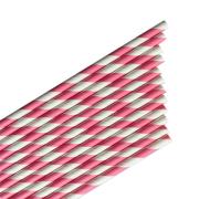 Opakowanie Słomki papierowe paski różowe 144szt