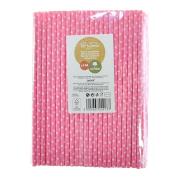 Opakowanie Słomki papierowe różowe w białe kropki 144szt