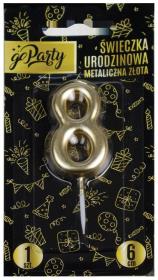 Opakowanie Świeczka urodzinowa 8 Metaliczna złota