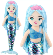 Opakowanie Syrenka pluszowa ogon holograficzny niebieska 48cm