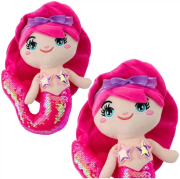 Opakowanie Syrenka pluszowa z ogonem w cekiny różowa 28cm