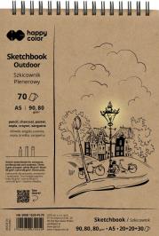 Opakowanie Szkicownik na spirali plenerowy A5 80/90g 70ark. 3 kolory Happy Color