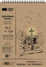 Opakowanie Szkicownik na spirali plenerowy A5 80/90g 70ark. 3 kolory Happy Color