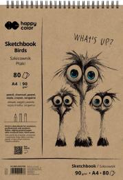 Opakowanie Szkicownik na spirali Ptaki A4 90g. 80ark. biały Happy Color