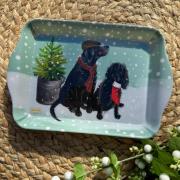 Opakowanie Taca mała Świąteczne psy przy choince Święta