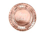 Opakowanie Talerzyki Happy Birthday! różowe złoto 18cm 6szt